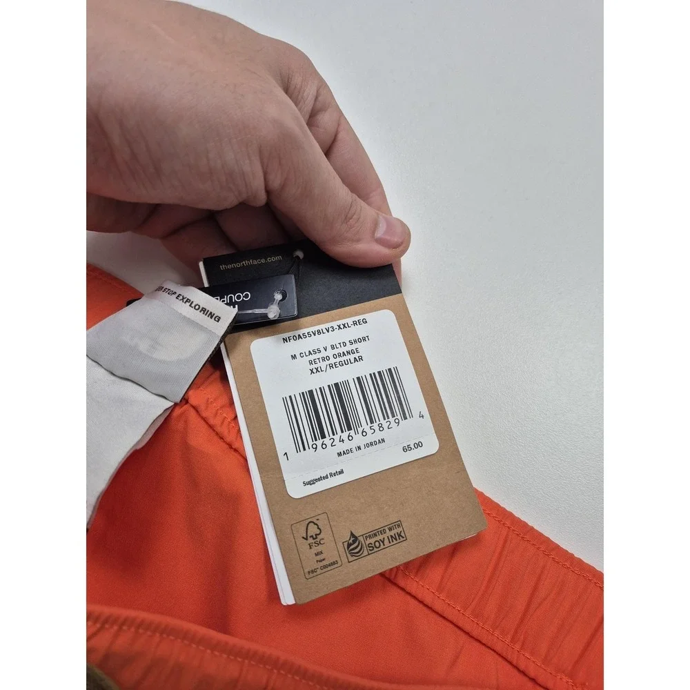The North Face Class V Belted Trunks in Retro Orange 2XL